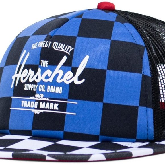 NEW Herschel Kids Boys 6-9 Whaler Mesh Check Low Snapback Trucker Cap Hat - Picture 3 of 3